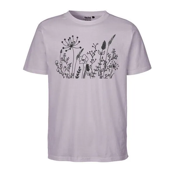 HANDGEDRUCKT HANDGEDRUCKT "Wilde Wiese" Unisex T-Shirt von Neutral, Dusty purple, – Produktbild 1 von 2