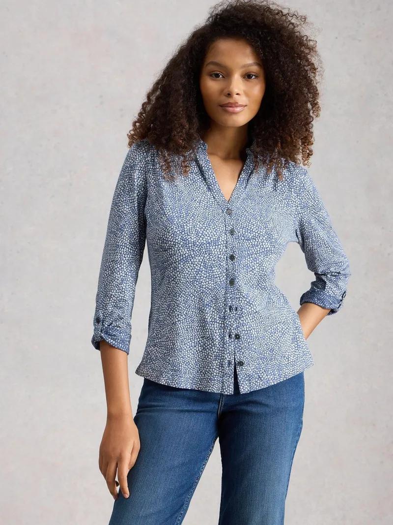 White Stuff Jerseybluse Annie - 38, Mittelblau, – Produktbild 3 von 4