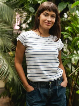 FellHerz Cap Sleeve striped white blue - XXL – Produktbild 1 von 1