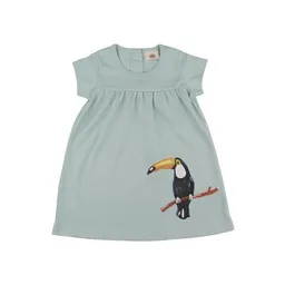 Walkiddy Baby Kleid GOTS zertifiziert, tucangrün, Kurzarm, Tukan-Print, Bio-Baumwolle, weich – Walkiddy – Produktbild 1 von 1