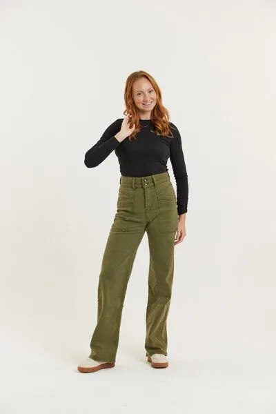 Flax and Loom Flax and Loom Tencel-Baumwoll Jeans Straight Fit Modell: Dinah, Olive (grün), – Produktbild 1 von 6