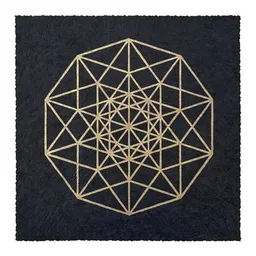 Veskor Cassiopeia Veskor Cassiopeia PENTERAKT HYPERCUBE Heilige Geometrie Linoldruck | 22 × 22 cm | Gold auf Schwarz – Produktbild 1 von 1
