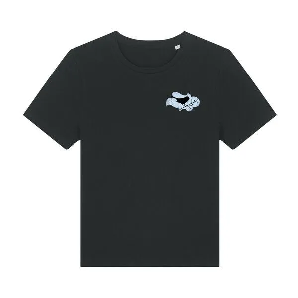 Spangeltangel Spangeltangel Damenshirt "Vogel", T-Shirt, gedrucktes Vogelmotiv, für Frauen, Biobaumwolle, Schwarz, – Produktbild 1 von 3
