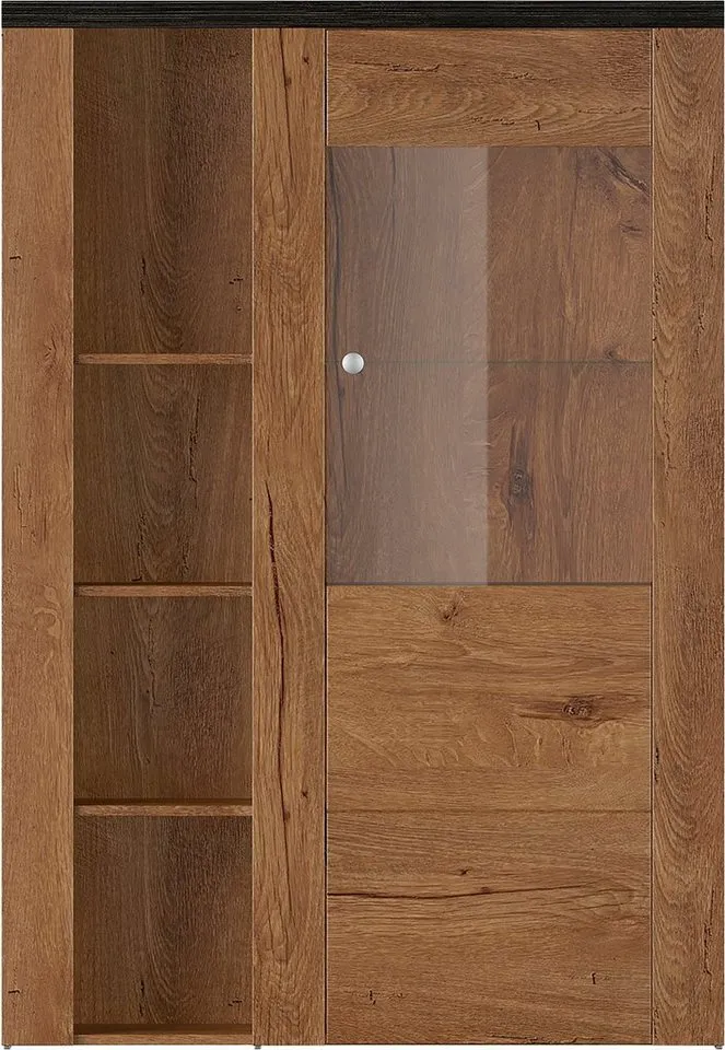 OTTO home Vitrine Larona, zeitlose Glasvitirne, Hochschrank Höhe 145 cm Stauraumvitrine mit dekorativer Rahmenoptik, Braun, – Produktbild 5 von 8