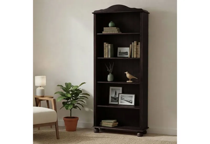 OTTO home Regal Mette Bücherregal mit 5 offenen Fächern, aus massivem Kiefernholz, in unterschiedlichen Größen und Farben, Beige|braun, – Produktbild 5 von 5