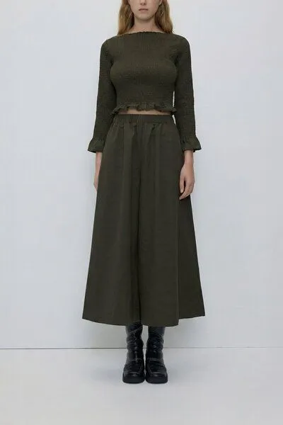 Rita Row Rita Row Weite Popeline-Hose LOBE in verkürzter Länge, Khaki, – Produktbild 3 von 3