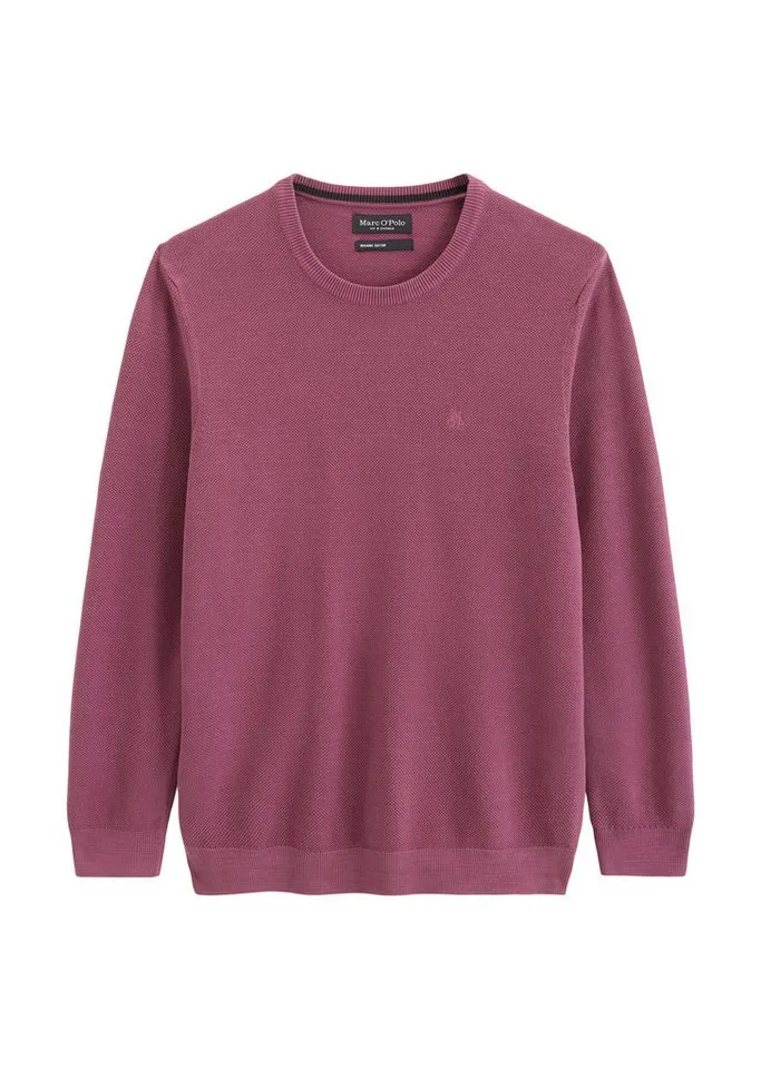 Marc O'Polo Marc O'Polo Rundhalspullover regular aus Bio-Baumwoll-Piqué, Rot, – Produktbild 5 von 5