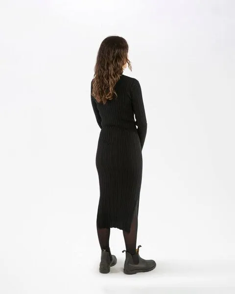 MATONA Matona Elegantes langes Kleid für Frauen aus Bio-Baumwolle / Ribbed Dress, Onyx, – Produktbild 2 von 4