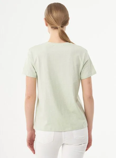 ORGANICATION ORGANICATION T-Shirt aus Bio-Baumwolle mit Blumen-Print, Sage green, – Produktbild 4 von 4