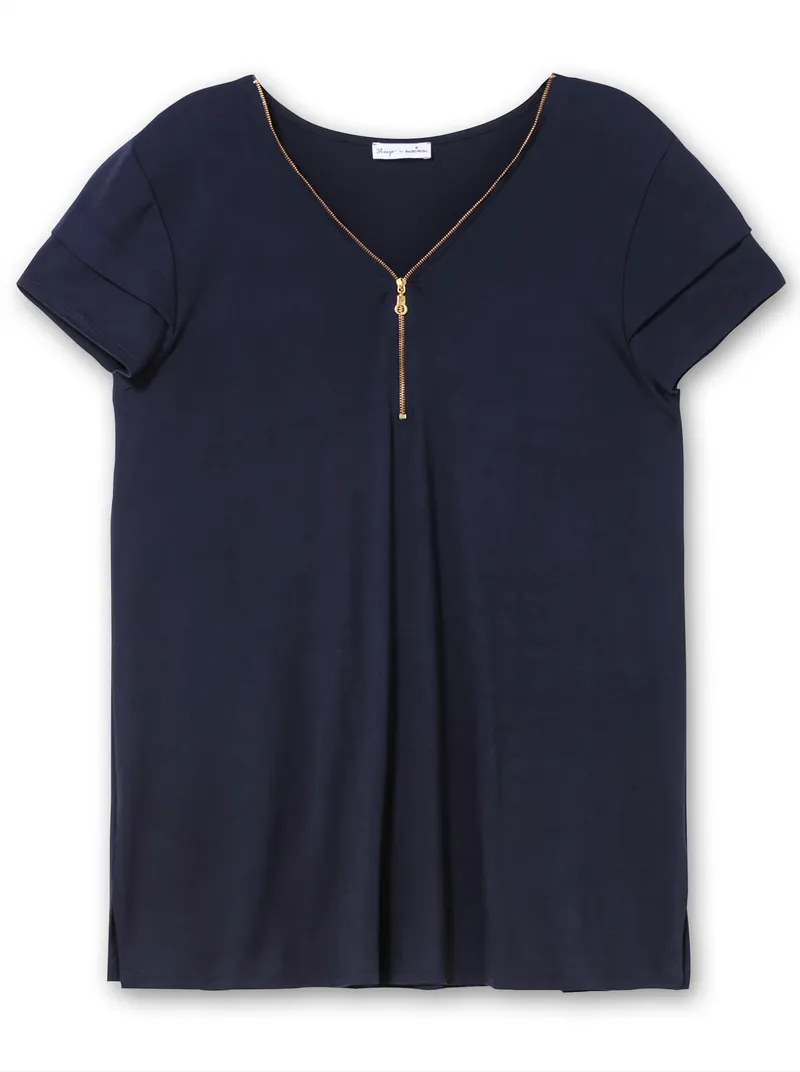 sheego by Joe Browns Kurzarmshirt, Nachtblau, – Produktbild 1 von 2