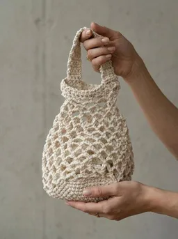 KnitToChange KnitToChange Handgehäkelte Netztasche aus Baumwolle – Natur – Produktbild 1 von 1