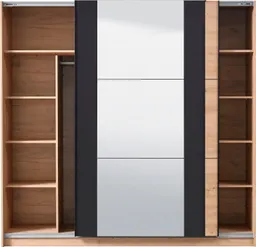 Home affaire Schwebetürenschrank Sardinia, Kleiderschrank mit Spiegel, FSC®-zertifiziert inklusive Inneneinteilung, 217x210x62,5cm, ABS Schutzkanten – Produktbild 1 von 1