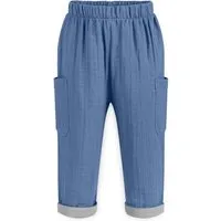Mababu Mababu Zweifarbige Musselin-Hose | GOTS-zertifiziert | Bio-Baumwolle | Lockere Passform, Indigo blue/grey, – Produktbild 1 von 1