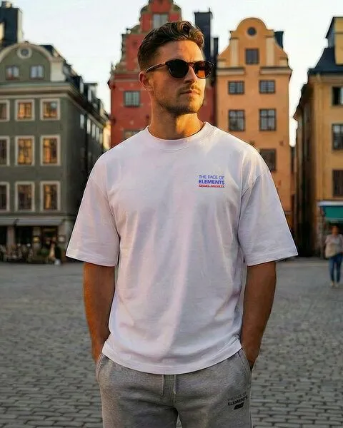 THE FACE OF ELEMENTS THE FACE OF ELEMENTS Off Day - Heavy Oversized Fit T-Shirt aus 100% Bio-Baumwolle, White (weiß), – Produktbild 2 von 4