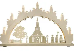 Weigla® Holzkunst Weigla® Holzkunst Kleiner Schwibbogen "Seiffener Kirche" 7 flammig LED Beleuchtung – Produktbild 1 von 1
