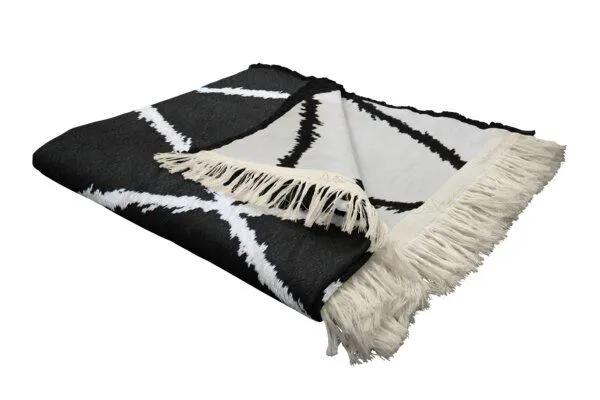 Nature by Adam Nature by Adam Wohndecke aus 100% Bio-Baumwolle - Made in Germany - Casket Valdelana, Schwarz-weiß, – Produktbild 2 von 2