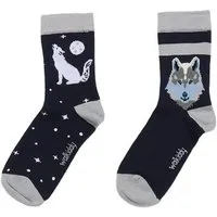 Walkiddy Baby Socken Bio-Baumwolle GOTS Singing Wolves von Walkiddy – weiche, elastische, nachhaltig produzierte Kindersocken, ideal für empfindliche Babyfüße – mit liebevollem Waldtier-Design – Produktbild 1 von 1