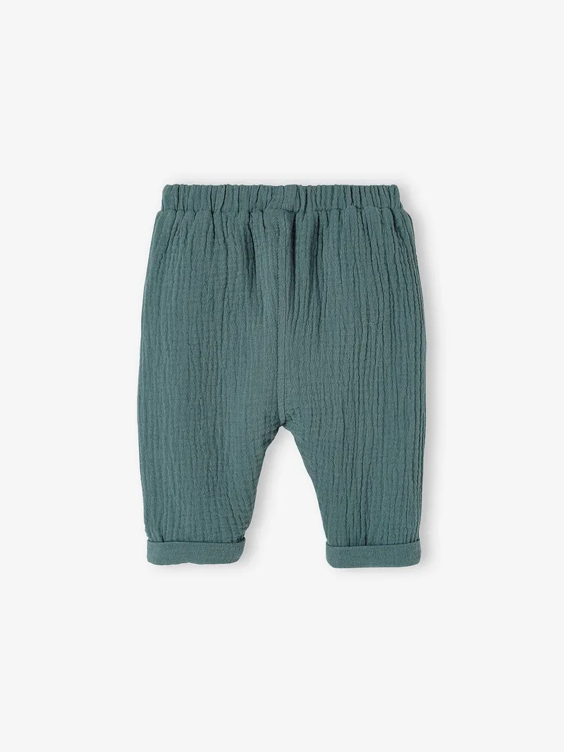 Vertbaudet Baby Hose aus Musselin, Aquamarin, – Produktbild 2 von 4