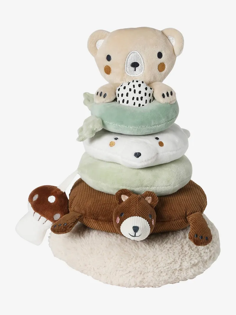 Vertbaudet Baby Stapelturm aus Stoff GRÜNER WALD, Braun, – Produktbild 3 von 4