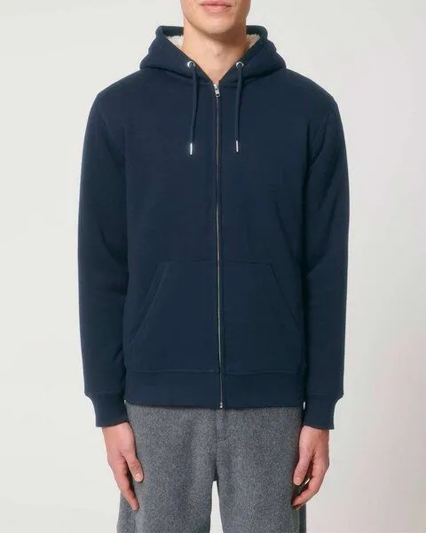 YTWOO YTWOO Sherpa Hoodie, Unisex, Zip-through, nachhaltig, Bio-Baumwolle, Navyblau, – Produktbild 4 von 4