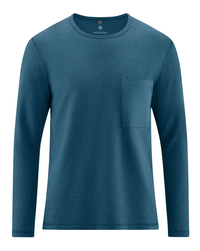 HempAge Hempage Herren vegan Langarmshirt Reef Blaugrün, Blau, – Produktbild 2 von 2