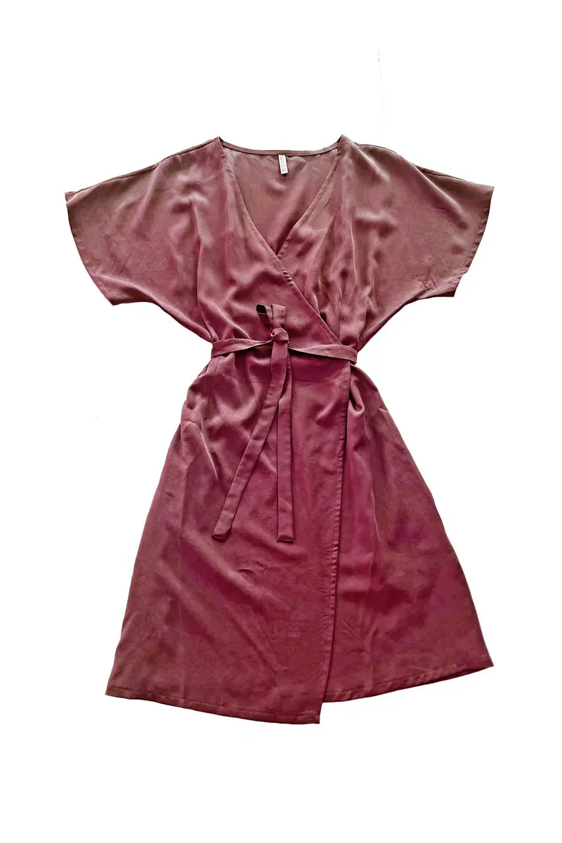 WiDDA WiDDA Damen vegan Wickelkleid Sula Berry, Dunkelrot, – Produktbild 1 von 2