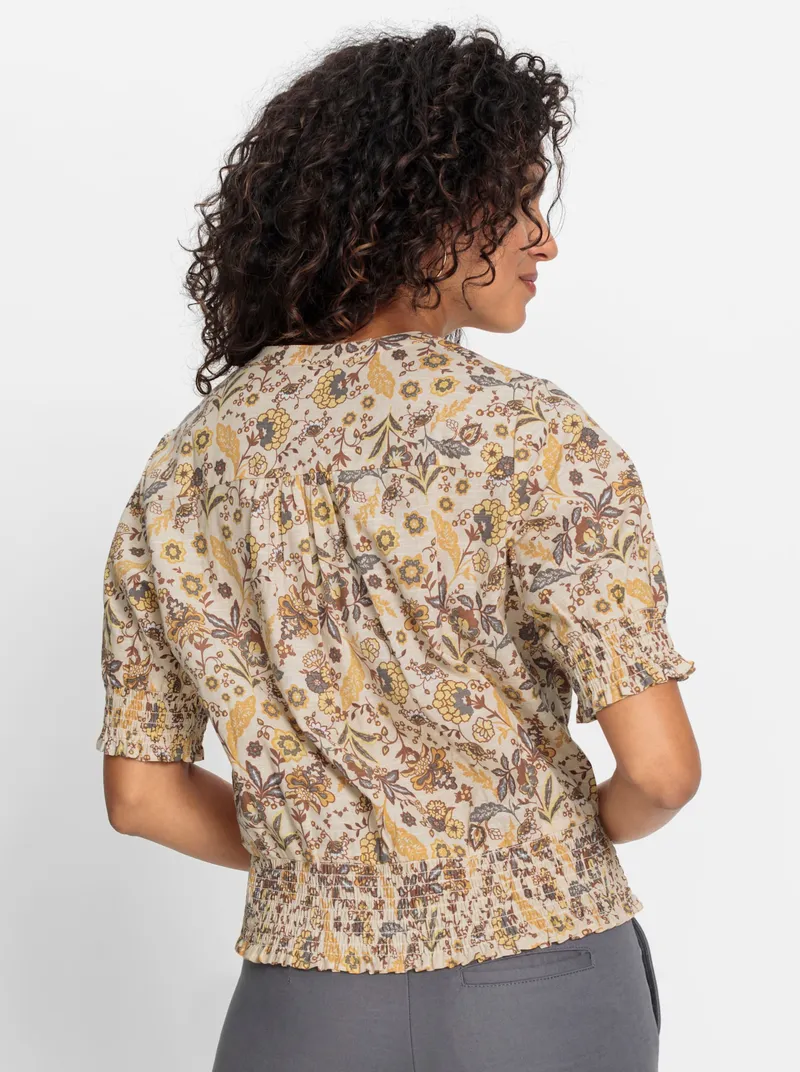 Witt Baumwollbluse vanille-sand-bedruckt, Vanille-sand-bedruckt, – Produktbild 1 von 2