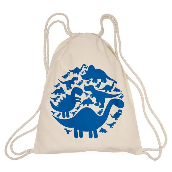 HANDGEDRUCKT HANDGEDRUCKT "Dinos" Schul-Turnbeutel, Weiß, – Produktbild 2 von 2