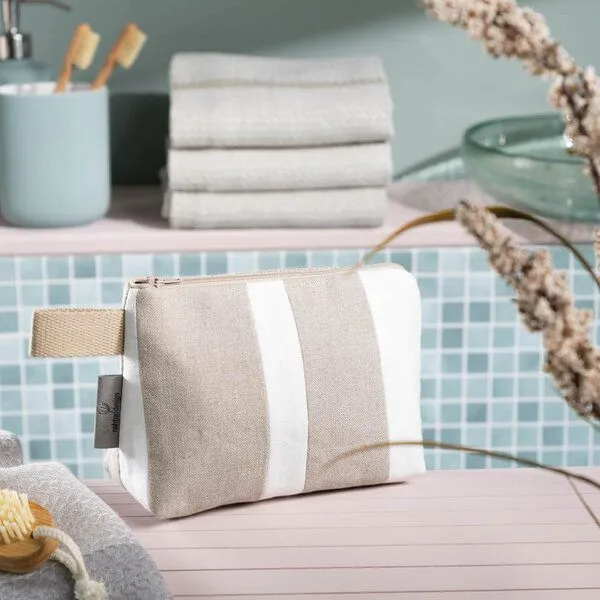nahtur-design nahtur-design Kosmetiktasche aus 100% Leinen | Kleine Leinentasche, No_16 (blau), – Produktbild 2 von 4