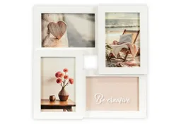 queence Bilderrahmen Collage Rahmen 3D Holz in weiß, für 4 Bilder (1 St), Platz für 4 Fotos in 10x15cm – Produktbild 1 von 1