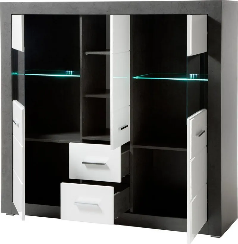 Home affaire Highboard Etero, Breite 149 cm, Grau, – Produktbild 5 von 5