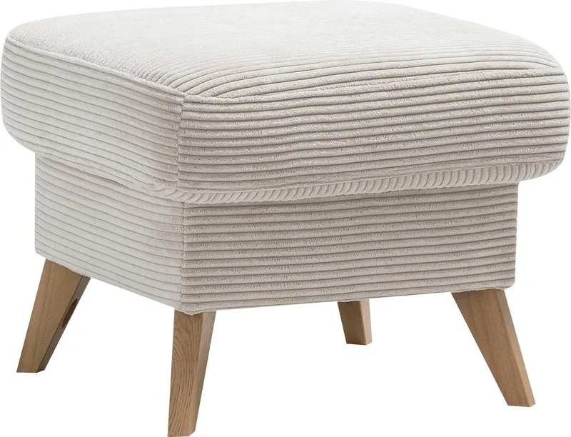 exxpo - sofa fashion Hocker Samso, kompakte und bequeme Sitzgelegenheit in aktuellem Cord Bezug, Beige, – Produktbild 2 von 5