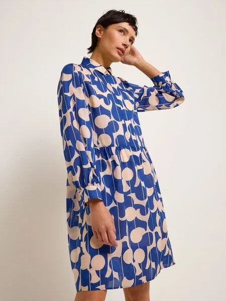 LANIUS LANIUS Hemdblusenkleid Print Graphic Dots aus TENCEL Lyocell, Print graphic dots blue, – Produktbild 2 von 4