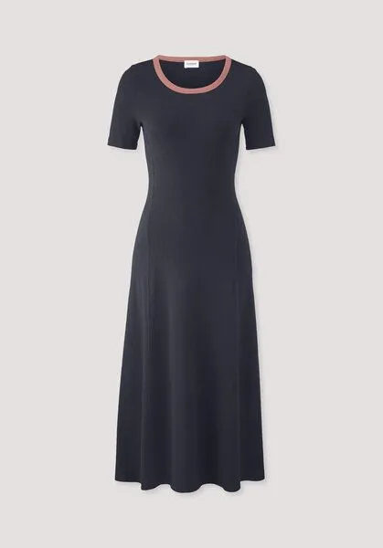 hessnatur hessnatur Rib Jersey Kleid Midi Slim aus Bio-Baumwolle, Marine, – Produktbild 4 von 4