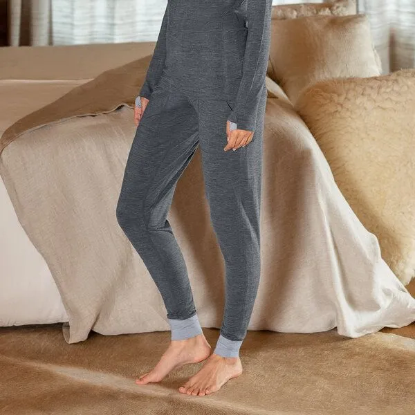 Dagsmejan Dagsmejan Damen Hose aus Merinowolle, Dark grey melange, – Produktbild 3 von 4