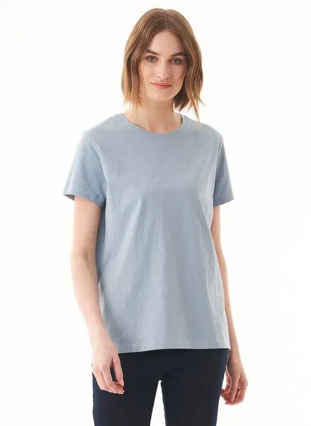 ORGANICATION ORGANICATION Damen Basic T-Shirt aus Bio-Baumwolle, Blau(dusty blue), – Produktbild 1 von 4