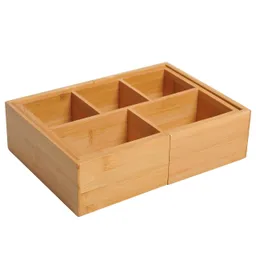 HOMCOM HOMCOM Aufbewahrungsbox Ordnungsbox Schubladen Organizer ausziehbar Bambus Natur L24,6 x B17,6 x H7 cm – Produktbild 1 von 1