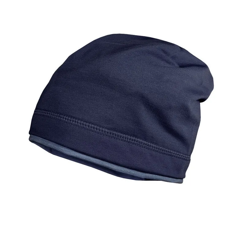 Maximo Maximo Jerseymütze GOTS KIDS-Beanie middle, Kontrastrand, einfarbig, UV 50 (1-St) Baumwolljersey, Blau, – Produktbild 2 von 2