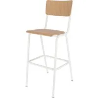 Jan Kurtz Jan Kurtz Barhocker "Zero" H 75 cm, aus Stahlrohr weiß & Eiche – Produktbild 1 von 1