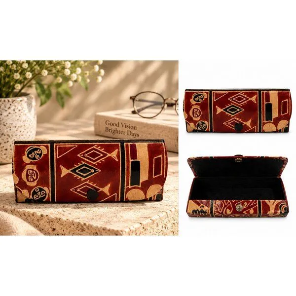 Janselo Savanna Rhythm Design Shanti-Leder-Brillenetui – Produktbild 2 von 3