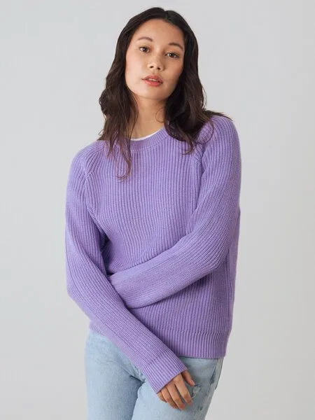 Honest Basics Honest Basics Damen Strickpullover aus 100% Bio-Baumwolle, Lila, – Produktbild 3 von 5