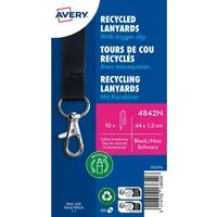 Avery Zweckform Avery Zweckform 10 Lanyards aus Recyclingkunststoff 440 x 15 mm, schwarz – Produktbild 1 von 1