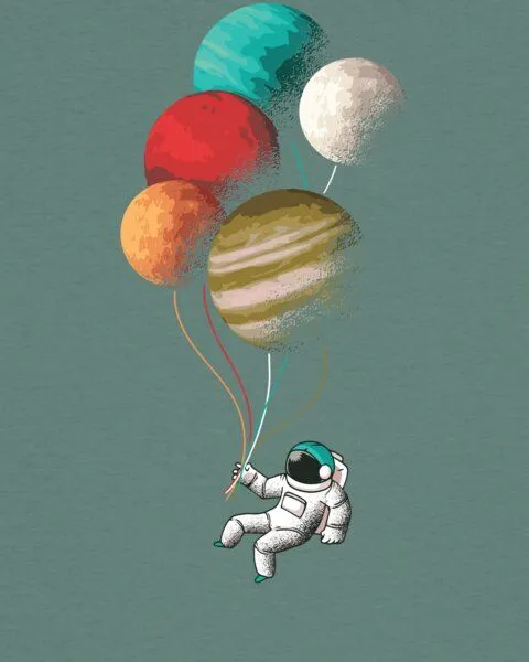 watapparel watapparel T-Shirt Frauen Balloon Spaceman, Green bay, – Produktbild 3 von 3