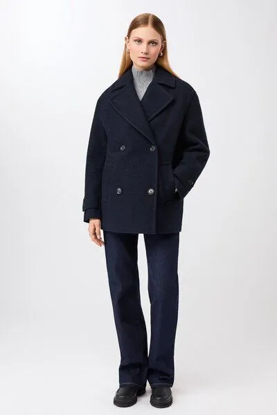 LangerChen LangerChen Langer Cabanstyle mit großem Kragen, Navy (blau), – Produktbild 1 von 4