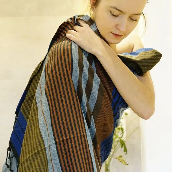 Karawan authentic Karawan authentic Fouta – Hammamtuch mit Jacquard-Struktur aus Bio-Baumwolle, Celeste, – Produktbild 3 von 4