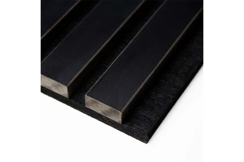 woodstore24 Akustikpaneele, schallabsorbierend, schwarze Lamellen auf schwarzem Filz, Abmessungen: 60 x 120 cm – Produktbild 1 von 1