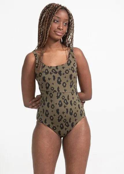 boochen boochen Badeanzug Langeoog - wendbar, Green leopard, – Produktbild 3 von 4