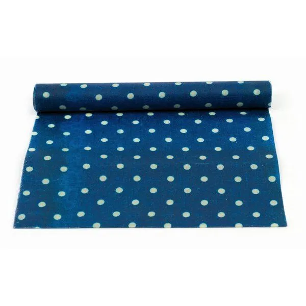 El Puente El Puente Bienenwachstuch-Rolle "Dots" | Fair Trade & Handmade aus Indien | Bio-zertifiziert, Blau,weiß, – Produktbild 1 von 1