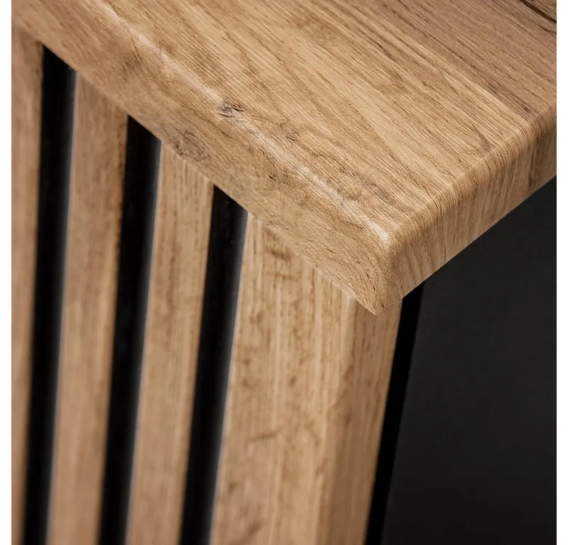 Lomadox Waschbeckenschrank XANTEN-56 mit Regal in anthrazit mit Eiche Nb. schwarz gerillt, Braun|grau, – Produktbild 2 von 5