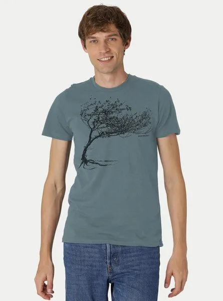Peaces.bio - handbedruckte Biomode Peaces.bio - handbedruckte Biomode Bio-Herren-T-Shirt "Windy Tree", Petrol, – Produktbild 2 von 2